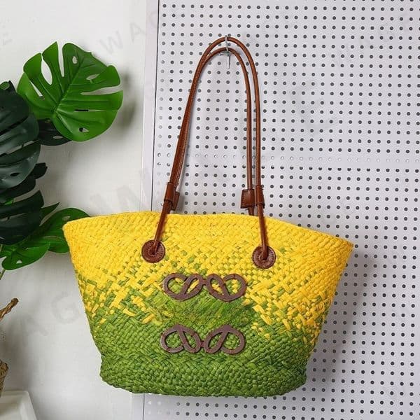 Designer Bag New French-Style Large-Capacity Multi-Color Oil Painting Straw Bag Fashionable Countryside Weave Bag Light Luxury Women's Rattan Bag Beach Vacation Bag