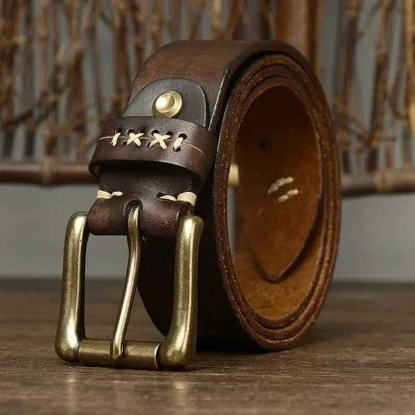 38CM Men High Quality Genuine Leather Belt Luxury Designer Brass Pin Buckle Belts Pure Cowskin Vintage Strap Male Jeans for Man L260330
