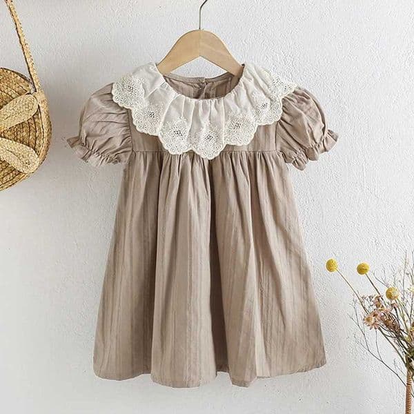 1-6Yrs Kids Baby Dress Summer Girls Sweet Lace Collar Princess Dress New Kids Baby Girls Dress Cotton Children Clothes DressT260330