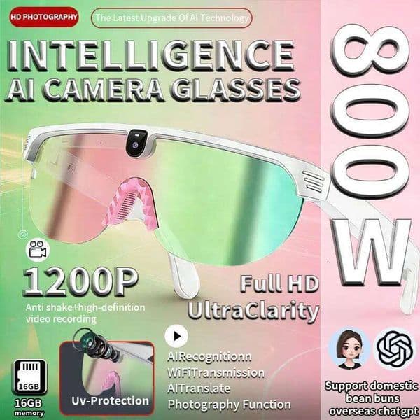 LIGE New AI Smart Cycling Glasses Men 800W Camera Video With Translation Calling Music 4K HD Color Sports Sunglasses