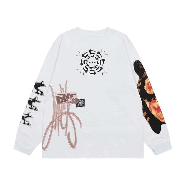 Y2k Strtwear Graffiti Long Slve Cotton Tshirts for Men and Women Crew Neck Ropa Hombre Baggy Tshirts Oversized Top Ts H260330