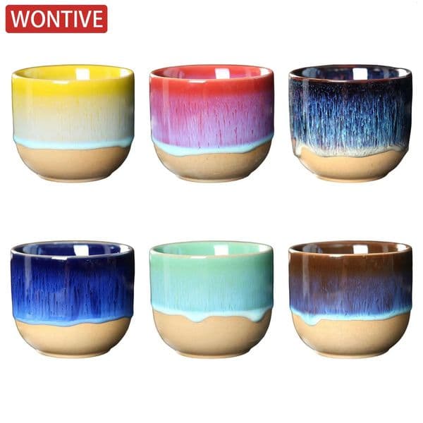Kiln Change China Ceramic Tea Cup Pottery Jianzhan Drinkware Temmoku Glaze Porcelain Kung Fu Cups Set for Water Latte Milk 260324