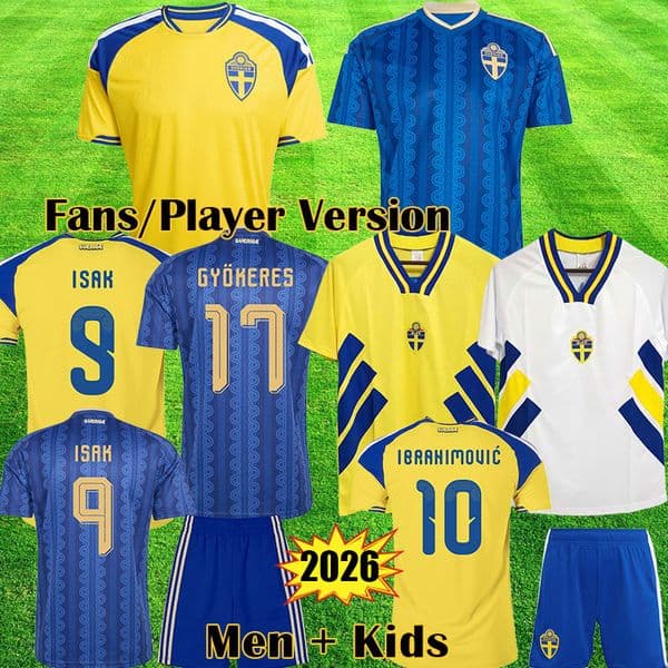 2026 2027 Sweden soccer Jerseys GYOKERES ISAK ELANGA BERGVALL LARSSON NYGREN Retro sweden 1994 Home Away kid Football Shirts XXXL XXXXL