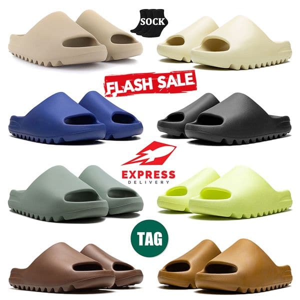 Designer Slides Onyx Bone Sandals Women Mens Beach Sliders Sand Slippers Azure Flax Pure Resin Soot Core Shoes