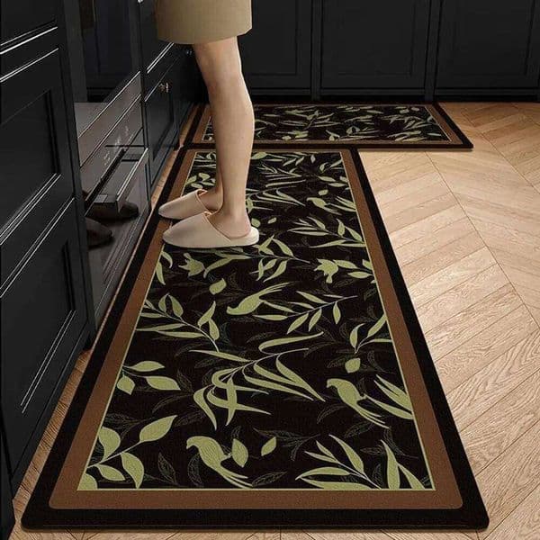 VIKAMA Crystal Velvet Floor Mat Kitchen Water and Oil Absorbing Rug Laundry Room Coat Closet Stain Resistant Carpet Home Decor 26H0330