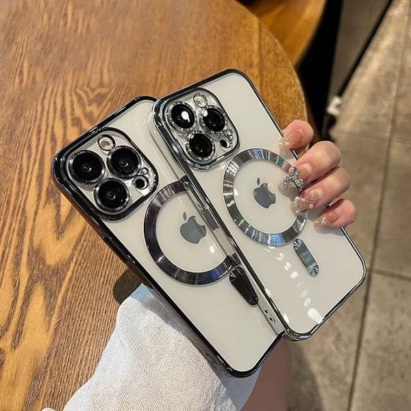 Transparent Electroplated CD Texture Lens Film Magnetic MagSafe Phone Case For iPhone 17 Air 16E 16 15 14 Plus 13 12 11 Pro Max X XR XS Max Clear Protective Cover