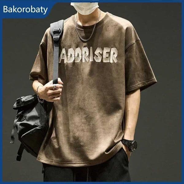 Summer Letter Printed Suede T-shirts For Man New Hip Hop Fashion Breathable T Shirt Hombre Short Slve Y2K Strtwear Tops Z260331