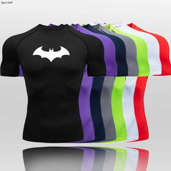 Compression Shirt Mens Long Sleeve Running T-Shirt Sun Protection Second Skin Breathable Quick Dry Rashgarda Top Sports Man Bat J250328