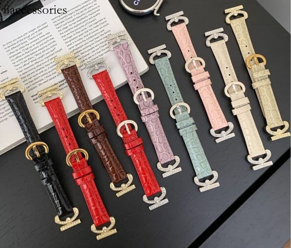 Watch strap Suitable for generation SE watch 8910/ semi-ring diamond crocodile pattern strap with diamonds