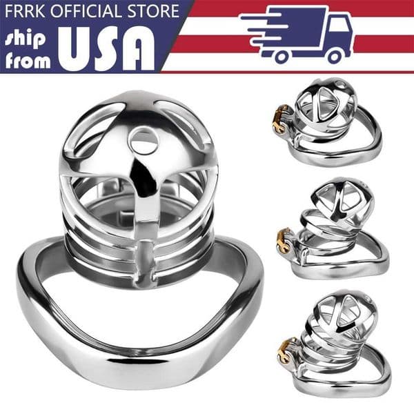 FRRK-04 Chastity Bird Male Stainless Steel Cage Device Curve Penis Ring Adult Belt with Stealth Man Cock Lock Sex Toys