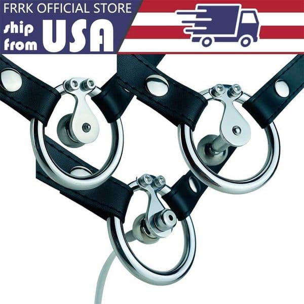 FRRK-157 Inverted Flat Male Chastity Cage with Strapon BDSM Slave Belt Urethral Catheter Stainless Fairing Sphere Screw Lock Cok