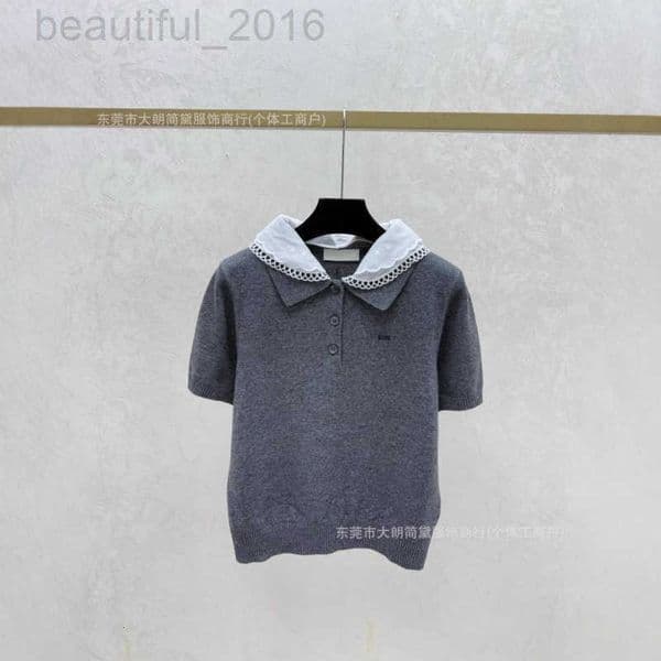 Women's T-Shirt designer Early Spring New Faux Two Piece Collar Knit Short Sleeve 3MBT