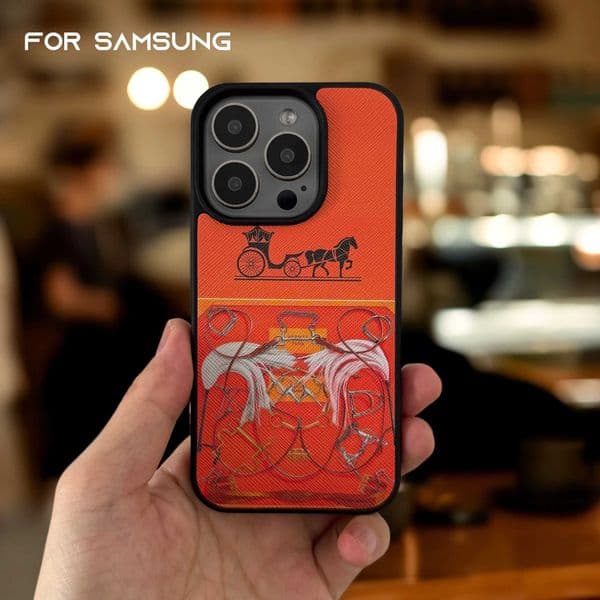 France Vintage carriage phone case for Samsung Galaxy S25 24 23 Ultra plus cover Luxury Anti drop funda Leather cases carcasa S26331