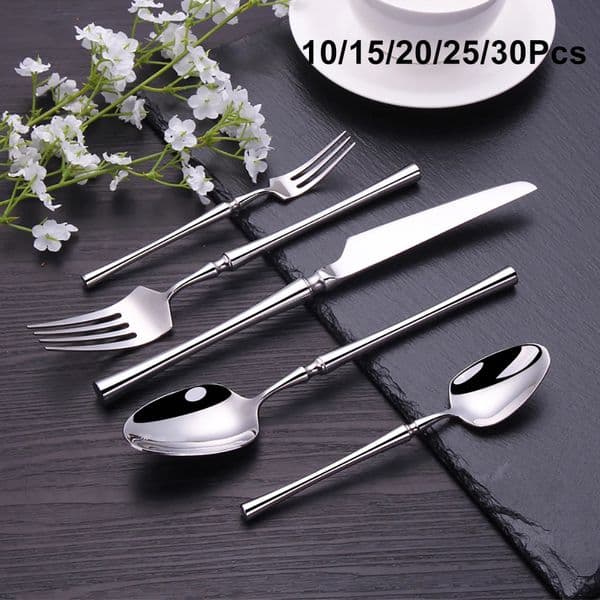 10/15/20/25/30Pcs Gold Tableware Dinnerware Stainless Steel Cutlery Set Sliver Knife Fork Spoon Set Kitchen Utensils Flateware 260324BJ
