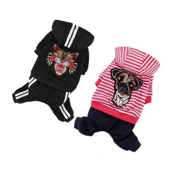 Chinese Embroidery Hoodie Pants Clothes 4 Legs Sweatshirt Soft Warm Sweater Outfit Dog Winter Coat For Small Dogs Yorkie Cats Apparel