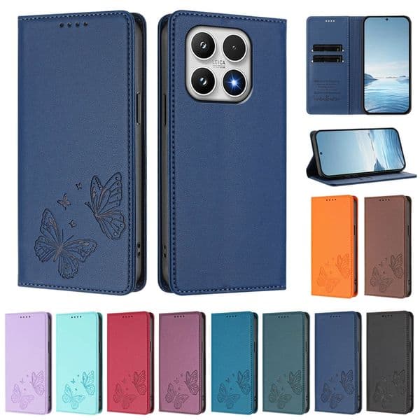 17E Butterfly Embossed Flip Leather Wallet Cases For Iphone 17 Air 16E 16 Pro Max 15 Plus 14 13 12 11 X XR RRID Blocking Suck Magnetic Closure Card Slot Holder