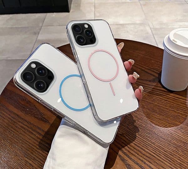 Solid Transparent Magnetic MagSafe Mobile Shell Phone Cases For iPhone 17 Air 16E 16 15 14 Plus 13 12 11 Pro Max X XR XS Max 7 8 Plus+ Clear Shockproof Protective Case Cover