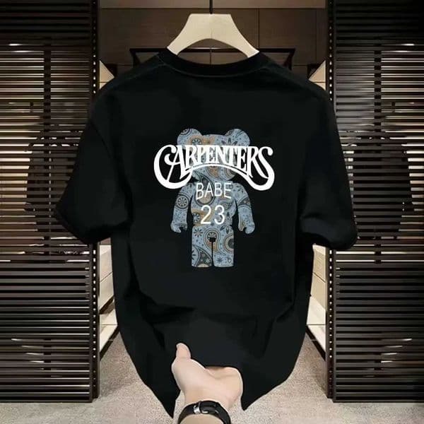 2025 new trendy brand bear letter printing round neck cotton slim-fit short-sleeved T-shirt mens half-sleeved t-shirt top J250328
