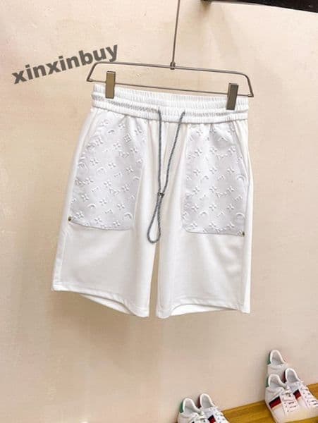 xinxinbuy Men women designer beach Shorts pant relief emboss pattern pocket beach vacation cotton Spring summer black white M-3xL