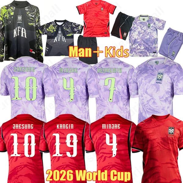 2026 Korea World Cup Soccer Jerseys 26 27 HEUNGMIN MINJAE JAESUNG KANGIN home away K I LEEJ SLEE Korea national team JHBAE SHPAIK YWSEOL Kids football shirts Kits