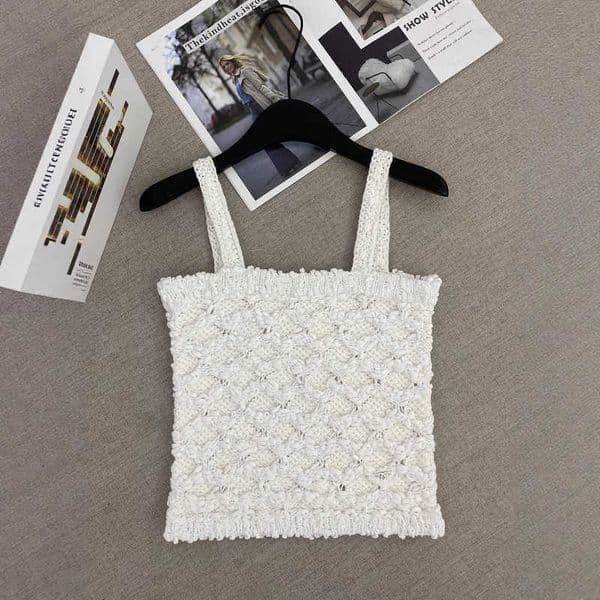 Women's Tanks & Camis designer CH brand high end light luxury women's camisole with diamond pattern crochet knit slim fit simple and elegant for XI3U