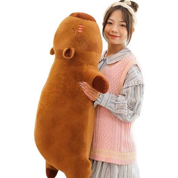 Kawaii Capybara Plush Toy Stuffed Capibara Fluffy Doll Long Sleep Soft Pillow Sofa Cushion Nap Sleeping Toys for School Xmas L260331