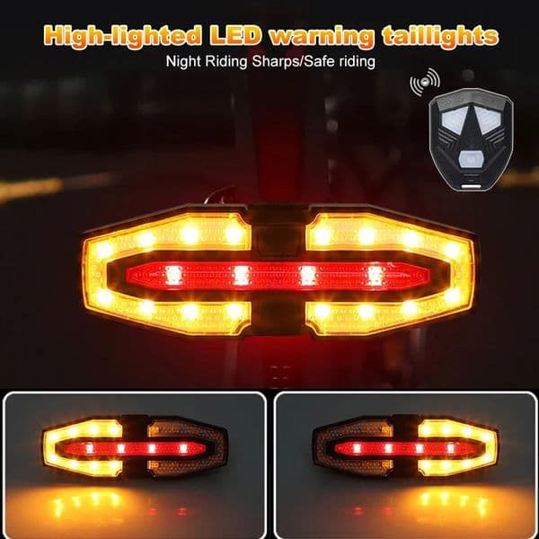 Turn Signal Bike Tail Lights Wireless Remote Control Bicycle Taillight Direction Indicator Rechargeable Road Cycling Rear Lamp 260331BJ