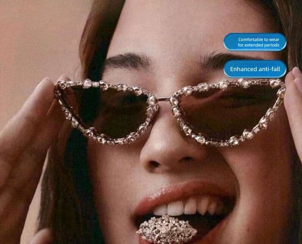 New Personality Trend Retro European And American Large Rhinestone Metal High-End Women's Sunglasses Chunjinqiuli