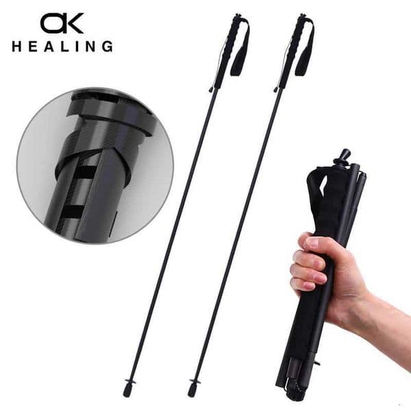 Foldable 5-Sections Ultra-Light 110g Hiking Poles Carbon Fiber Sticks Trekking Poles Walking Cane Outdoor Gear Trekking Mujer Z260331