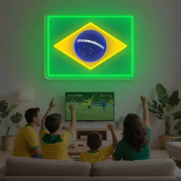 Bestseller Brazil Flag Neon Sign Football USB Dimmable LED Lights Club Bar Bedroom Man Cave World Cup Party Decor Gifts For Soccer Fans Ddmytues