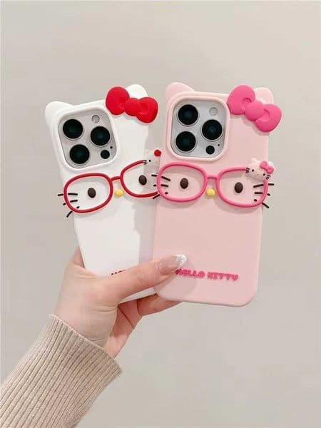 3D Glasses Cat Silicone Phone Case For 17 Pro Max 16 15 Plus 14 13 Mini 12 11 4 4S 5 5S 7 8 SE S26331