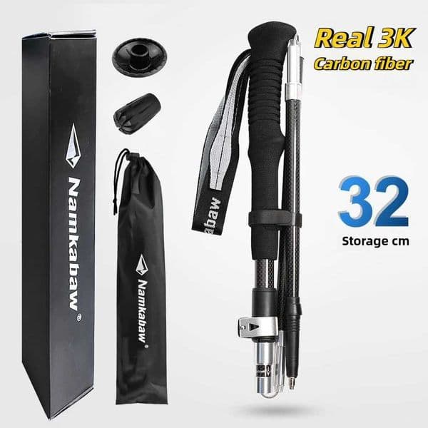 3K Carbon Fiber Folding Trekking Pole Ultra Light Five Section Hiking Staff Collapsible Walking Stick for Camping Trek Z260331 Z260508