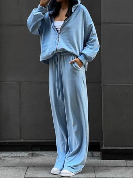 Spring Tracksuit Women Two Piece Set - Oversized Hoodie Sweatpants Solid Color Sportswear Suit Casual Sweatshirt Trouser Set 260330BJ