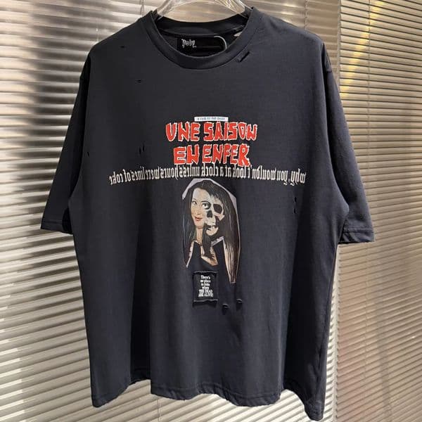 Hole Washed Black Vintage T-Shirt Men Women Best Quality T Shirt Tee Tops