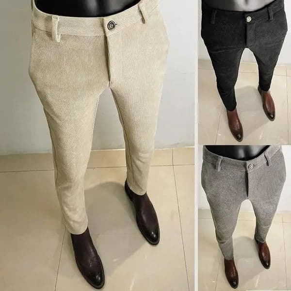 Autumn Winter Thickened Woolen Suit Pant High Quality Men Business Slim Striped Trousers Formal Wear Office Social Dress Pants 260330
