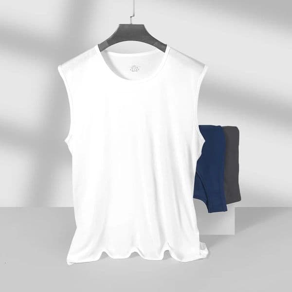 Mens Pure Cotton Breathable SlimFit Youth Sports Undershirt Loose Summer Thin Tank Top 260325