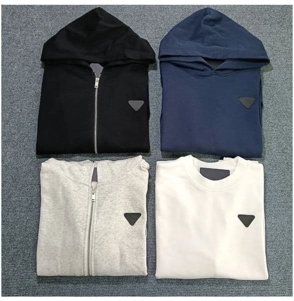 Designer Hoodies Triangle Badge NFC scan classic casual Thick Terry Cottn zipper round neck for Men and Women sweatshirt jacket mens tracksuit designer