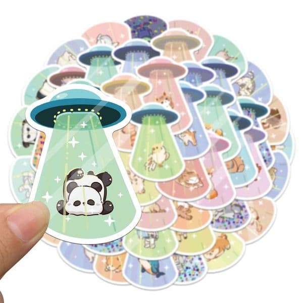 50 Friends Abducted by UFO Cartoon Original Stickers Luggage Water Cup Luggage Cute Animal Stickers