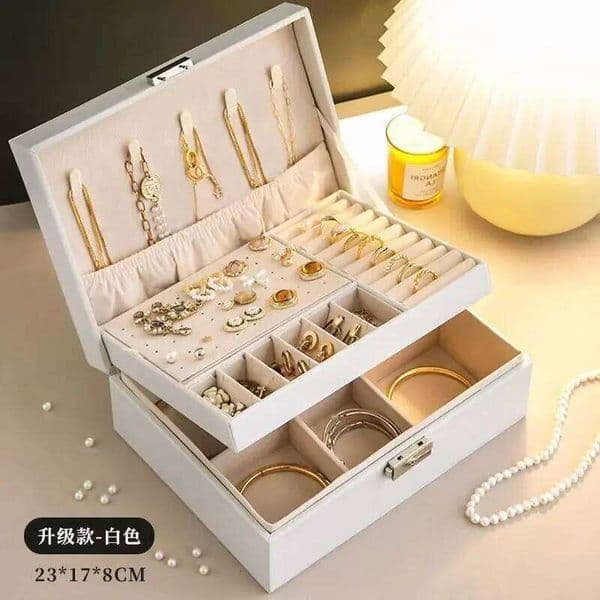 Storage Organizer Makeup CaseDouble-layer Leather Jewlery Ring Box Jewelry Boxes and Packaging Necklace Earring 26Y0331