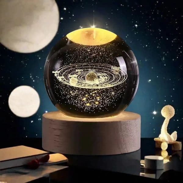 Small 3D Solar System Crystal Ball With LED Base Night Light For Home Decoration Gift For Astronomy Lovers 260326