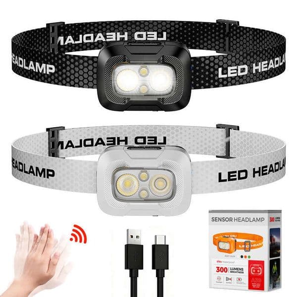 New Mini Headlamp Long Battery Life Multi-Color Temperature Super Bright Head-Mounted Lightweight Night Running Outdoor Climbing Mining Lamp Outdoor Equipment