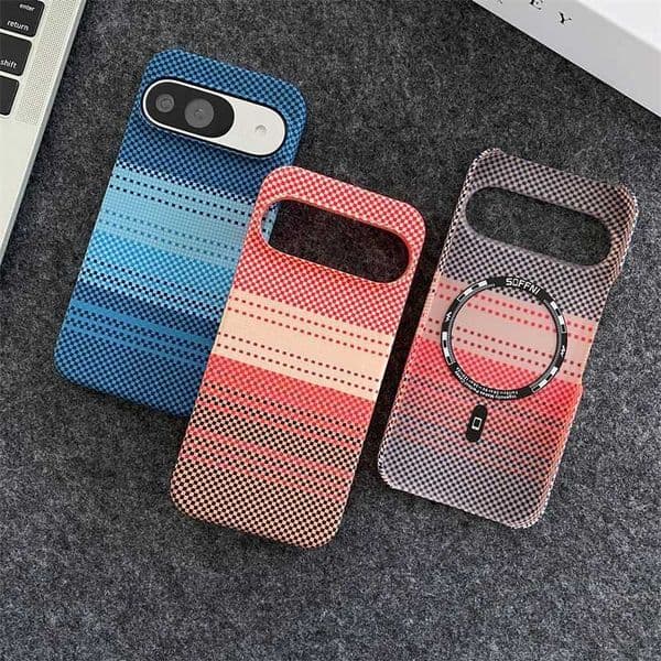 Luxury Carbon Fibre Stripe Sunset Series Wireless Charging Magnetic For Magsafe Case For Google Pixel 10 9 8 7Pro XL Cloth Cover S26331