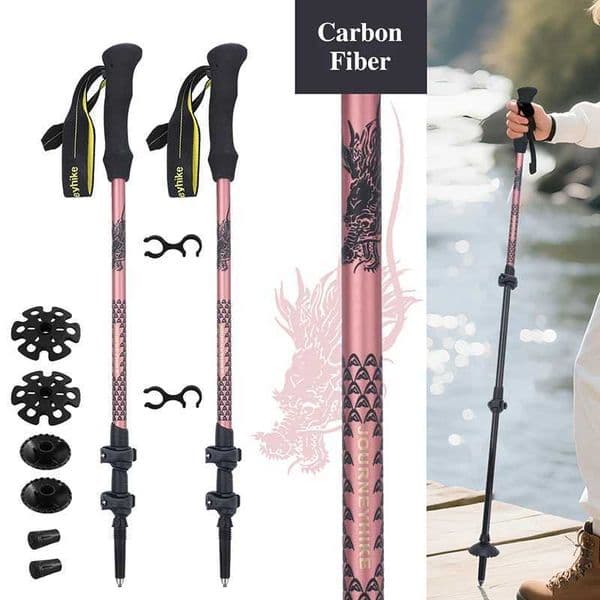 Unisex Climbing Sticks Ultralight Outdoor Folding Trekking Poles Hiking Pole Collapsible Quick Lock Stick Carbon Fiber Poles Z260331