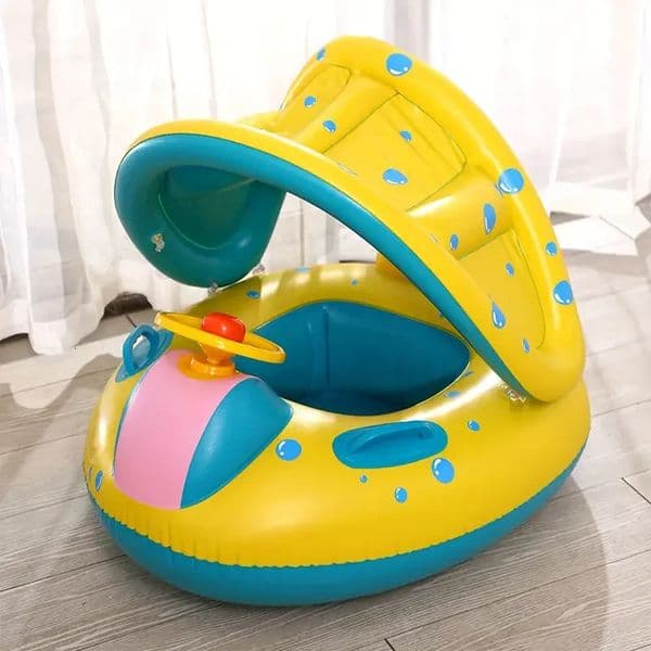 1pc PVC childrens swimming ring with sunshade inflatable water toy pool floater 260312