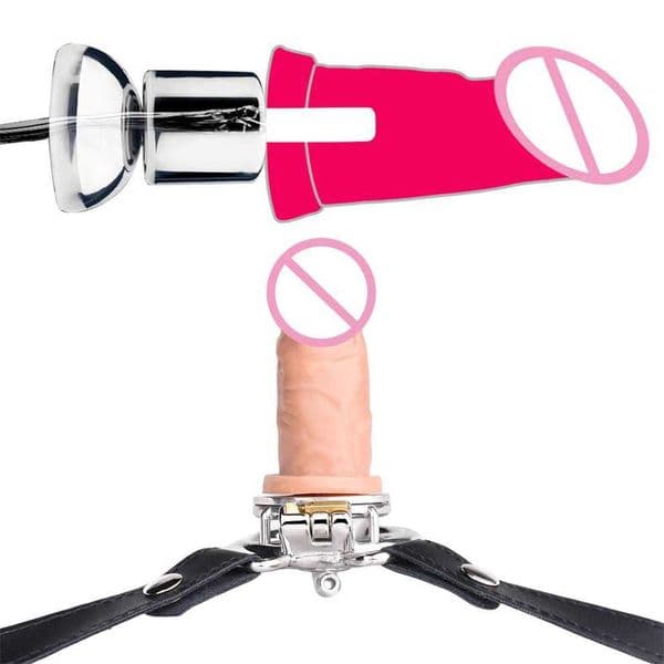 FRRK Negative Urethral Chastity Belt with Silicone Dildo for Male Metal Penis Ring Cock Lock DIY Removable Adults Toys