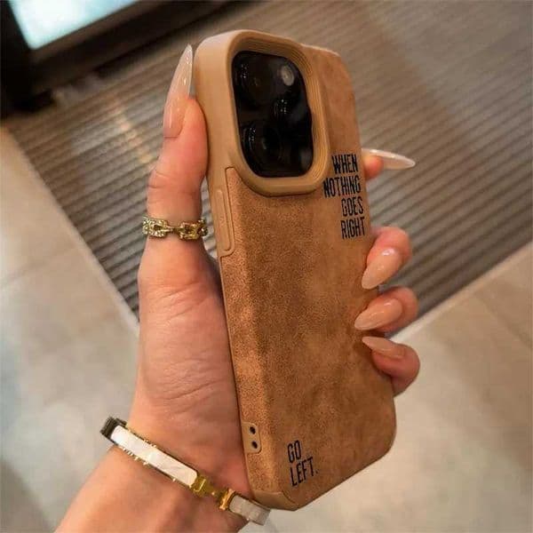 Phone Case with a Simple Lettered Faux Leather Textured Design for 17 16 PRO 16 PLUS 15 14 13 12 11 PRO MAX XS X XR Cover S26331