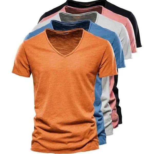 New 100 Cotton Men T Shirt Tops V Neck Thin Short Slve Ts High Quty Mens Fashion Hot T-shirt For Men Size S-5XL Z260331