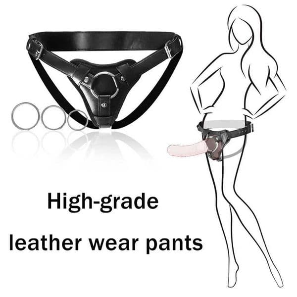 Dildo Harness Adults Sex Toys for Women Men BDSM Wearable Leather Pants Pegging Adjustable Belt Multiple Sizes Rings