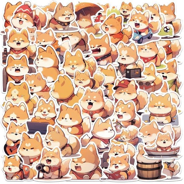 50 Puppy Ah Chai Stickers Cute Emoji Decorative Hand Account Mobile Phone Case Refrigerator Skateboard Guitar DIY Stickers