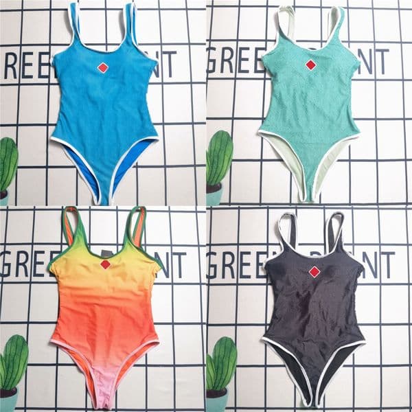 Brand Women Sexy Monikini Contrast Color Print Sleeveless Casual Swimsuit Summer Vacation Party Beach Pool Swimwear